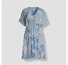 $168 Nic+Zoe Women's Blue Palm Dot Fit & Flare Dress Size L