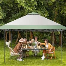 Costway 13x13ft Patio Pop-Up Gazebo Canopy Tent Instant Sun Shelter - Green & Grey - 13ft X 13ft X 8ft/9ft/10ft (L X W X H)