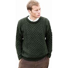 Aran Crafts Unisex Irish Cable Knitted Crew Neck Sweater (100% Merino Wool)