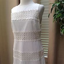 Ann Taylor Dresses | Ann Taylor Embroidered Paneled Sleeveless Dress Sz 8P | Color: White | Size: 8P