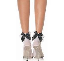 Brand Nylon Anklets Socks With Ruffle And Satin Bow Leg Avenue 3029