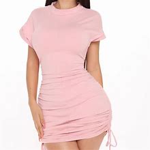 Fashion Nova Dresses | Ruched Dress | Color: Cream/Pink | Size: 2X