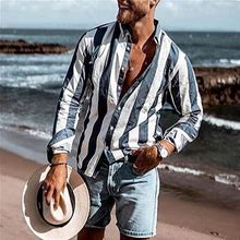 Men's Shirt Graphic Shirt Striped Turndown Purple Green Blue-White Gray Casual Daily Long Sleeve Button-Down Clothing Apparel Sports Fashion Designer