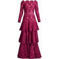 Tadashi Shoji - Talita Tiered Gown - Women - Nylon/Polyester/Rayon - 10 - Pink