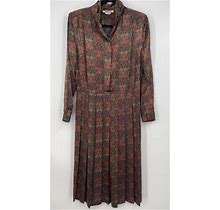 Vintage Talbots Pleated Paisley Secretary Cottagecore Dress 10 Hong