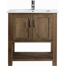 Design Element DEC4006-30 Austin 30 Inch Freestanding Single Sink Bathroom Vanity - Walnut