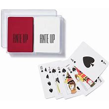 Double Deck Playing Cards, Solid, Red And White, Monogrammed