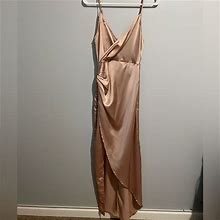 Prettylittlething Dresses | Pretty Little Thing Satin Wrap Dress | Color: Gold | Size: 0
