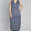 Lane Bryant Dresses | Lane Bryant Ruched Side Knit Maxi Dress Nwt 14/16 | Color: Blue/White | Size: 16
