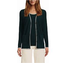 Lands' End Women's Fine Gauge Cotton Cardigan And Tank Sweater Set - - - Green Small