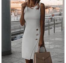 Lopecy-Sta Sundresses For Women Sleeveless Fashion Dresses White - S