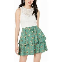 Teeze Me Juniors' Sleeveless Lace Tiered Mini Dress, Green, Size 9/10, $59, Nwt