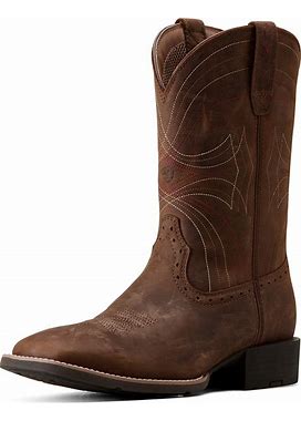 Men's Sport Wide Square Toe Cowboy Boots In Distressed Brown, Size: 15 D / Medium By Ariat