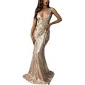Yissang Women's Floral Sequined Evening Mermaid Dress Special Occasion Gown Sz M