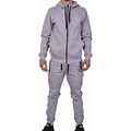 Riflessi Men's Athletic Sports Casual 2 Piece Solid Color Tracksuit Hoodie Jogger Pants Sweatsuit Set (Heather Grey, 3Xl)