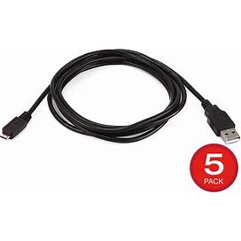 Monoprice USB-A To Micro USB-B 2.0 Cable - 5-Pin 28/28AWG Black 6ft 5-Pack