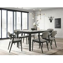 Claire Faux Marble 5-Piece Dining Set White/Brown Grey/Black