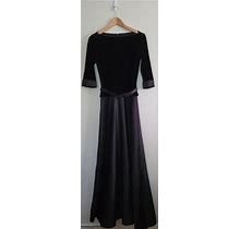 Vtg Tadashi Evening Prom 80S 90S Fit N Flair Black Velvet Party Dress