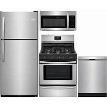 Frigidaire 974264 4 Piece Kitchen Appliance Package W/ FFTR2021TS Top Freezer Refrigerator FFGF3052TS Gas Range FFMV1645TS - 30" - Stainless Steel
