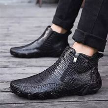 New Men's Faux Leather Ankle Boots Alligator High Top Dress Formal Casual Shoes