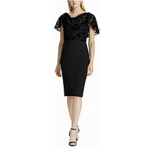 Ralph Lauren Embroidered Petal Sleeve Jewel Neck Knee Length Sheath Dress 10P