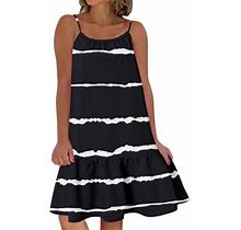 Women's Dresses Floral O Neck Ruffle Hem Spaghetti Strap Sleeveless Short Comfy Beach Dress