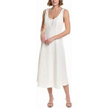 Vince Paneled Linen-Blend Midi Dress - White - Casual Dresses Size Xsmall