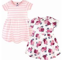 Hudson Baby Infant And Toddler Girl Cotton Long-Sleeve Dresses 2Pk, Blush Floral, Toddler Girl's, Size: 5T, Med Pink