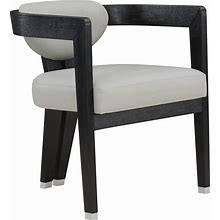 Meridian Furniture Carlyle Collection Modern | Contemporary Dining Chair, Solid Wood Finish, Soft Vegan Leather, Brushed Chrome Accents, 24" W X