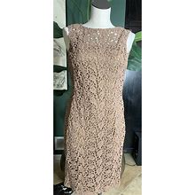 Katherine Barclay Dresses | Katherine Barclay Women 2 Brown Crochet Lace Sleeveless Midi Sheath Dress U | Color: Brown | Size: 2