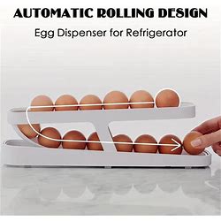 Egg Dispenser, Automatic Roll-On 2-Tiers Egg Trays, Egg Storage Box For Refrigerator, Plastic Egg Basket, Egg Fresh-Keeping Organizer, Kitchen Storage