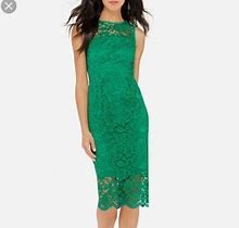 The Limited Emerald Green Lace Sheath Dress. Elegant Midi Dress. Size