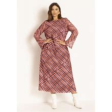 ELOQUII Women's Plus Size Back Surplice Jersey Dress - 18, Hand Painted Plaid