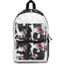 Floral And Faux Cowhide Backpack