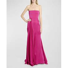 Alex Perry Satin Crepe Strapless Gathered Drape Gown, Raspberry, Women's, 14, Evening Formal Gala Gowns Mother Of The Bride Groom Strapless Gowns