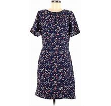 Rebecca Taylor Casual Dress - Sheath Crew Neck Short Sleeves: Blue Dresses - Women's Size 8