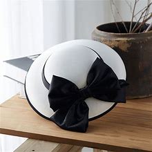 Ladies Fedora French Hat Bowknot Wide Brim Hat With Clip Wedding Dinner Party