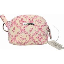 Longaberger Homestead Hope Pink Roses Canvas + Keyring Zip Wallet Coin Purse NWT