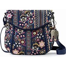 Sakroots Foldover Crossbody Bag In Eco-Twill With Adjustable Strap, Navy Tapestry World