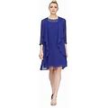 S.L. Fashions Women's Chiffon Tier Jacket Dress With Beaded Neck And