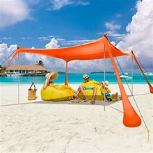 Kegemor Beach Tent Sun Shelter UPF50+ 7x7 ft Windproof Pop Up Canopy Shade With Sand Shovel Carrying Bag, Portable Lightweight Outdoor Family
