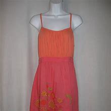 Feather Bone Dresses | Anthropologie Feather Bone Embroidered Dress | Color: Orange/Pink | Size: M