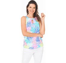 Neon Coral UPF50+ Keyhole Sleeveless Top - Multi - Size 1X - By Anthony's Resort Wear (Lulu B Clothing)