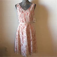 Danny & Nicole Dresses | Beautiful Lace Dress | Color: Cream/Orange | Size: 8