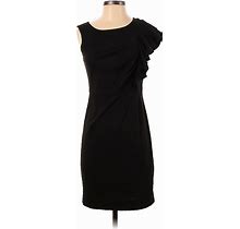 Banana Republic Casual Dress - Sheath Ruffles Sleeveless: Black Solid Dresses - Women's Size 0 Petite