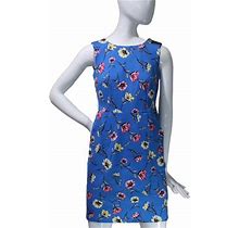 Lands' End Women's 2 Petite Sleeveless Ponte Sheath Dress, Blue Floral