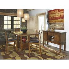 Ashley Ralene Rectangular Extendable Counter Dining Room Set, Brown Transitional Sets From Coleman Furniture