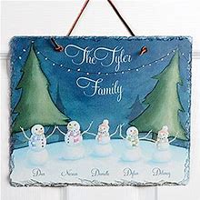 Personalized Christmas Watercolor Slate Plaque - Our Snowman Family