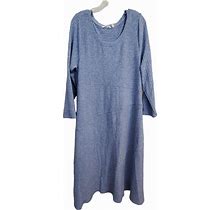Soft Surroundings Clio Modest Midi Dress Heathered Blue Bias Cut Plus Size 1X