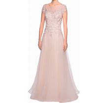 La Femme Blush Floral Lace Applique A Line Evening Gown Dress Size 20